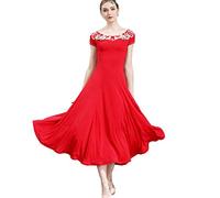 MLYYX Abito Elegante E Moderno per La Pratica del Valzer Abiti da Ballo da Sala Ricamati per Le Donne Abbigliamento da Ballo Standard da Tango Vestito da Allenamento per La Danza Sociale,Rosso,L