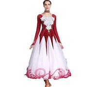 MLYYX Applique Abiti da Ballo da Sala Abito da Concorso di Tango Valzer da Donna Abito da Ballo Flamenco Senza Schienale Costume da Ballo Sociale Moderno A Maniche Lunghe in Rete,D,M