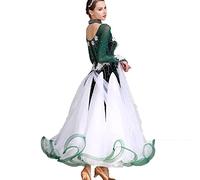 MLYYX Applique Abiti da Ballo da Sala Abito da Concorso di Tango Valzer da Donna Abito da Ballo Flamenco Senza Schienale Costume da Ballo Sociale Moderno A Maniche Lunghe in Rete,C,XXL