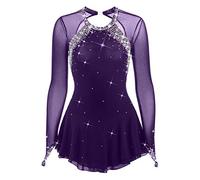 MLYYX Tuta da Pattinaggio Artistico Classica da Donna Abito da Pattinaggio su Ghiaccio in Rete Senza Schienale Abbigliamento Sportivo Invernale con Cristalli/Strass,H,8 Years