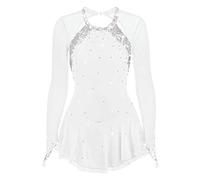 MLYYX Tuta da Pattinaggio Artistico Classica da Donna Abito da Pattinaggio su Ghiaccio in Rete Senza Schienale Abbigliamento Sportivo Invernale con Cristalli/Strass,B,13 Years