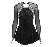 MLYYX Tuta da Pattinaggio Artistico Classica da Donna Abito da Pattinaggio su Ghiaccio in Rete Senza Schienale Abbigliamento Sportivo Invernale con Cristalli/Strass,C,S