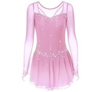 MLYYX Tuta da Pattinaggio Sfumata Fatta A Mano per Ragazze E Donne Abito da Pattinaggio Artistico A Maniche Lunghe in Rete Costume da Gara di Pattinaggio su Ghiaccio Elastico,E,XXL