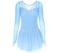 MLYYX Tuta da Pattinaggio Sfumata Fatta A Mano per Ragazze E Donne Abito da Pattinaggio Artistico A Maniche Lunghe in Rete Costume da Gara di Pattinaggio su Ghiaccio Elastico,D,S