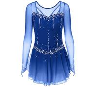 MLYYX Tuta da Pattinaggio Sfumata Fatta A Mano per Ragazze E Donne Abito da Pattinaggio Artistico A Maniche Lunghe in Rete Costume da Gara di Pattinaggio su Ghiaccio Elastico,B,XXL