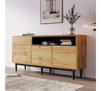 MLYYYDSS Credenza moderna in legno con tre ante e ripiani, 160 x 35 x 76 cm, facile da montare, design salvaspazio, robusta e affidabile