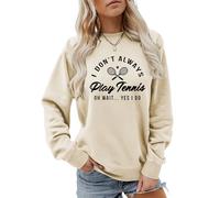 MLZHAN I Don't Always Play Tennis Felpa da donna Oh Wait Yes I Do Tops Divertente Detto Tennis Amante Camicie Pullover Cappotto, Beige, XXL