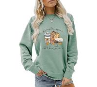 MLZHAN Pumpkin Spice and All Things Nice Sweatshirt Donna Halloween Divertente Zucca Caffè Stampa Autunno Inverno Regalo Felpa, Verde chiaro, M