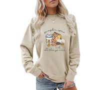 MLZHAN Pumpkin Spice and All Things Nice Sweatshirt Donna Halloween Divertente Zucca Caffè Stampa Autunno Inverno Regalo Felpa, Beige, XL