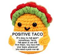 MLZTINGR Mini Emotional Taco Supporto - Tacone positivo all'uncinetto, regali divertenti con biglietti per donne, ispiratori fatti a mano all'uncinetto come regalo di Natale o di compleanno