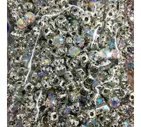 mm 5 mm 7 mm 8 mm Artigli d'Argento Strass Rotondi da Cucire per Ricamo Fai da Te Cristalli di Vetro Pietre Vestiti-AB-Strass Artiglio-7 mm 50 Pezzi