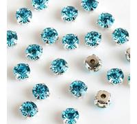 mm 5 mm 7 mm 8 mm Artigli d'Argento Strass Rotondi da Cucire per Ricamo Fai da Te Cristalli di Vetro Pietre Vestiti-Blu Lago-Strass Artiglio-7 mm 50 Pezzi