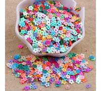 mm Cinque petali Fiore Illusion Paillettes colorate Cucite a mano Fai da te Perline di fiori piccoli Accessori per abbigliamento Decorazione in argilla di C-YWH01-5 mm 1500 pezzi