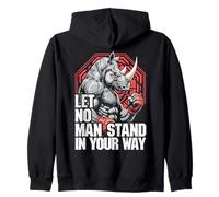 MMA Fighter Rhino Let No Man Stand Rinoceronte Arti Marziali Felpa con Cappuccio