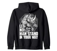 MMA Fighter Rhino Let No Man Stand Rinoceronte Arti Marziali Felpa con Cappuccio