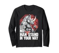 MMA Fighter Rhino Let No Man Stand Rinoceronte Arti Marziali Maglia a Manica