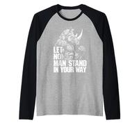 MMA Fighter Rhino Let No Man Stand Rinoceronte Arti Marziali Maglia con Maniche Raglan