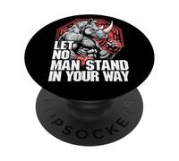 MMA Fighter Rhino Let No Man Stand Rinoceronte Arti Marziali PopSockets PopGrip Adesivo