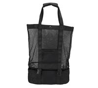 MMABEUTF Borsa da spiaggia tempo libero all'aperto, borsa portaoggetti rimovibile nera due in uno per picnic con barbecue, borsa isolante da campeggio in spiaggia con