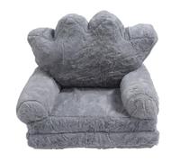 MMABEUTF Cuscino per sedile pieghevole a corona Cuscino per sedia Ragazza Principessa Bambino Bambini Piccolo divano con schienale Pelo di coniglio grigio (2 livelli)