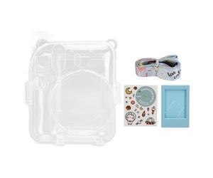 MMABEUTF Custodia per Fotocamera Mini 12, Cover Protettiva Trasparente per PC con Chiusura a Scatto, Tracolla Regolabile, Cornice per Foto e Adesivi Inclusi (Blu)