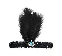 MMCCHB Cerchietti per capelli con piume, paillettes nere e pietre preziose, la scelta perfetta per compleanni, Halloween e cosplay
