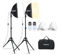 mmcrz Set di 2 luci professionali softbox da 40 x 40 cm, luci da studio con 85 W, 2700-6500 K, E27 LED, illuminazione continua per fotografia/registrazione video, streaming live