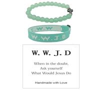 MMIUAEG What would Jesus Do Braccialetti fatti a mano intrecciati WWJD Cross Braccialetti per donne uomini Buona benedizione religiosa cristiana braccialetto regalo - verde, medio
