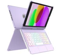 MMK Custodia con Tastiera per iPad 9 Generazione 10.2 2021, Touchpad Intelligente & 360°Touchpad Flip & 7 Colori di Retroilluminazione, Custodia Tastiera con Supporto Pencil per iPad 9th/8th/7th