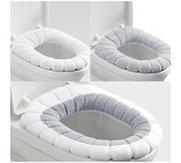 Mmnuagebleu 3 pezzi Coprisedile WC Cuscino morbido e caldo per il bagno Cuscino per copriwater elasticizzato lavabile antibatterica