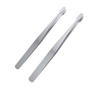 MMOBIEL 2 Pinzette a Molla in Acciaio Inossidabile con Ampia Punta Piatta di precisione, pinzette per filatelia, per francobolli, Documenti, Sviluppo Fotografico, ECC.