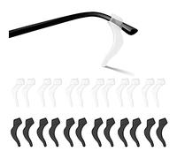 MMOBIEL 24 Pezzi (12 Paia) Ferma Occhiali in Silicone Antiscivolo Universali - Supporto Punta Stanghette con Ganci per Orecchie, per Occhiali da Vista e da Sole - Nero e Trasparente