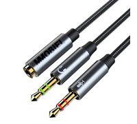 MMOBIEL Adattatore Splitter per Cuffie - Splitter Audio e Microfonico a Y da 3,5mm per Computer - 1 Femmina a 2 Maschi (Stereo e Microfono) Adattatore Audio e Microfonico per Cuffie a PC, Laptop 30cm