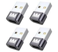 MMOBIEL Adattatore USB a USB-C - 4 Pack - Convertitore Cavo Carica Type-C Compatibile con iPhone 17 16 15 14 13 Pro Max, iPad Air, AirPods, Samsung Galaxy S25 S24 S23