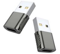 MMOBIEL Adattatore USB a USB-C - USB A maschio a femmina di tipo C - 2 Pack - Cavo di ricarica da tipo C a USB-A Convertitore compatibile con iPhone 16 15 14 13 Pro Max, iPad Air, AirPods, Samsung