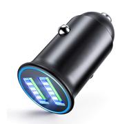 MMOBIEL Caricabatteria da auto 3.0 Multi Compact Dimensioni del Pollice Adattatore Accendisigari a Doppia Porta USB (5 V/4.8 A/30 W) Compatibile con iPhone 17/16/15/14, iPad, Samsung S25/S24/S23