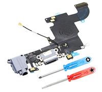 MMOBIEL Connettore Dock Compatibile con iPhone 6s 2015 - Presa di Ricarica Cavo Flessibile - Audio Jack/Microfono/Antenna di Ricambio - Incl. Cacciaviti - Grigio
