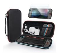 MMOBIEL Custodia da Trasporto per Nintendo Switch 2 Custodia Rigida Compatta con 10 Slot per Carte Gioco, Tasca in Rete, Fodera Morbida, 2 Pellicole Protettive - Custodia Protettiva - Nero