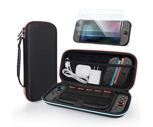 MMOBIEL Custodia da Trasporto per Nintendo Switch 2 Custodia Rigida Compatta con 10 Slot per Carte Gioco, Tasca in Rete, Fodera Morbida, 2 Pellicole Protettive - Custodia Protettiva - Nero