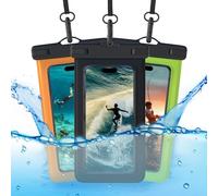 MMOBIEL Custodia Impermeabile Smartphone [3 Pack]-Custodia Fino a 7 Pollici per iPhone 17 16 15 14 Pro Max, Samsung Galaxy S25 S24 S23 Serie-Borsa a secco con Laccio, Bracciale - Nero, Verde, Arancio
