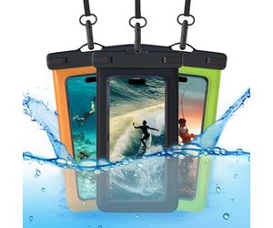 MMOBIEL Custodia Impermeabile Smartphone [3 Pack]-Custodia Fino a 7 Pollici per iPhone 17 16 15 14 Pro Max, Samsung Galaxy S26 S25 S24 Serie-Borsa a secco con Laccio, Bracciale - Nero, Verde, Arancio