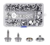 MMOBIEL Kit Bottoni a Pressione da 153 Pezzi Dispositivi di Chiusura a Pressione con Vite per Forti Sollecitazioni Marina 3/8 Pollice, 5/8 Incavo Compreso Strumento per Bottoni
