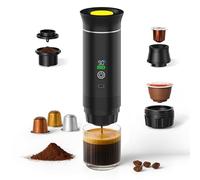MMOBIEL Macchina Caffè Portatile Macchina da Caffè Espresso Elettrica con Anti-Scivolo, Riscaldante & USB-C - Compatibile con Capsule & Caffè Macinato per Viaggio, (Nero)