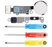 MMOBIEL Pulsante Home compatibile con iPhone SE 2022 / SE 2020/8/ 8 Plus / 7/7 Plus (Argento/Bianco) con Cavo Flessibile Incluso Staffa Metallica e Guarnizione incluso 3x Cacciaviti