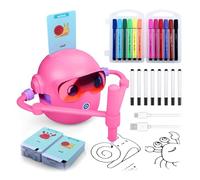 MMOBIEL Robot da Disegno per Bambini Giocattolo Educativo Interattivo con 100 Carte, 12 Pennarelli Colorati, Guida Vocale e Batteria Ricaricabile USB-C - Regalo Creativo per Età 3-9 - Blu (Rosa)