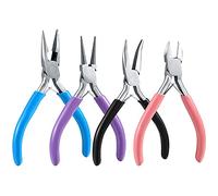 MMOBIEL Set 4 pinze per gioielli - Kit di strumenti di costruzione, mezzo becco rotondo, lungo, piatto, strumenti artigianali tagliafili per la riparazione di gioielli, gioielli artigianali