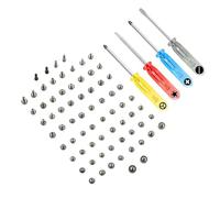 MMOBIEL Set di Viti per iPhone 15 - Set Completo di Ricambio - Kit di Riparazione Completo Che Include Viti Inferiori Pentalobe in Nero, Argento e 4 Cacciaviti