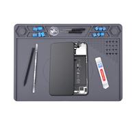 MMOBIEL Tappetino per Saldature e Riparazioni in Silicone - 29x40cm Resistente al Calore Fine a 500°C - Tappetino da Banco per Saldature ed Elettronica - Con Isolamento Termico - Grigio