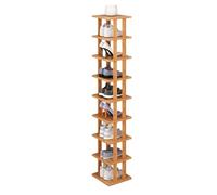 MMOU Scarpiere Salvaspazio Slim in Legno Scarpiera a 9 Ripiani Porta Scarpe Verticale Stretto Scarpiera Stretta Impilabile per Ingresso, Corridoio(Brown)