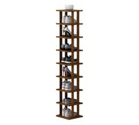MMOU Scarpiere Salvaspazio Slim in Legno Scarpiera a 9 Ripiani Porta Scarpe Verticale Stretto Scarpiera Stretta Impilabile per Ingresso, Corridoio(Wood Color)